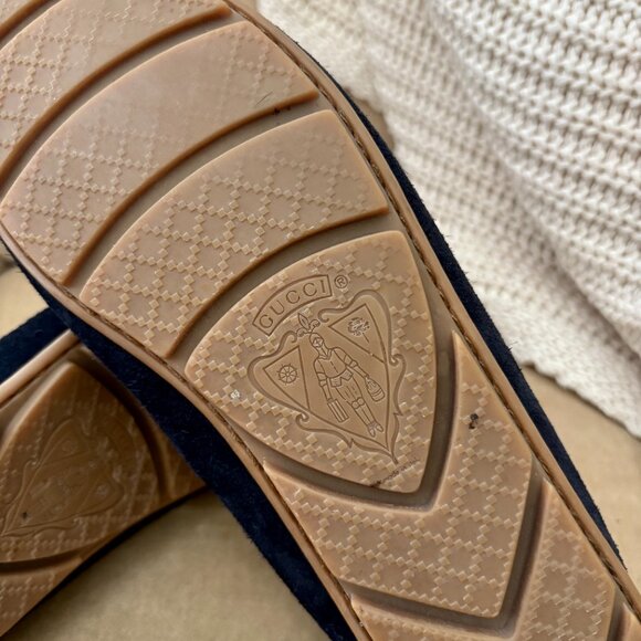 Auth GUCCI Men's Iconic Horsebit Navy Suede Leather Driving Loafers - Picture 6 of 7